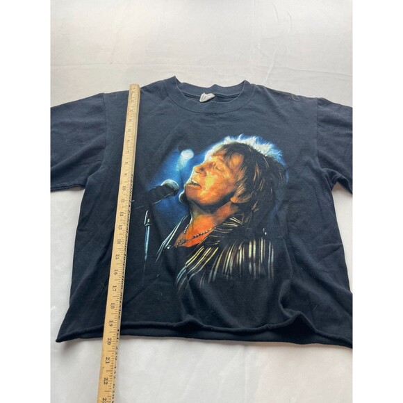 Rod Stewart Rocks Greatest Hits 2008 T-Shirt Women M Black Music Cropped Concert - Picture 2 of 5